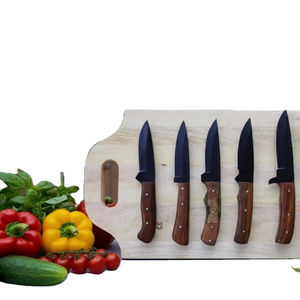 Juego de Cuchillos de Chef Profesionales Hechos a Mano de Acero al Carbono Forjado, 5 Piezas, Cuchillos de Cocina de Alto Rendimiento con Mangos Octagonales de Madera - Product Image 1