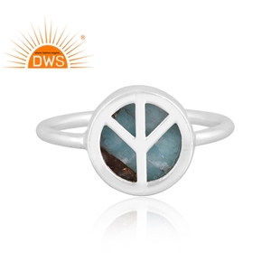 Best Selling Fine Sterling <b>Silver</b> Natural Mojave Copper Amazonite Gemstone Stackable <b>Ring</b> Custom Jewelry Manufacturer - Product Image 1