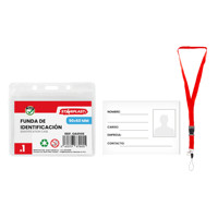 Porte-cartes de visite en PVC 6x9cm avec fermeture à clip et lanière pour cartes de crédit d'identité à usage de bureau