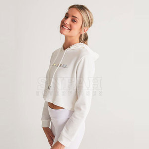 Jersey delantero de lona con forro ligero personalizado de alta calidad, Top corto informal de manga larga para mujer, Sudadera con capucha acolchada de invierno estampada - Product Image 4