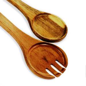 Utensilios para Ensalada de Madera de Mango, Hechos a Mano, Ecológicos, Aptos para Lavavajillas, Herramientas para Ensalada, Cocina Casera, Hechos en India - Product Image 2