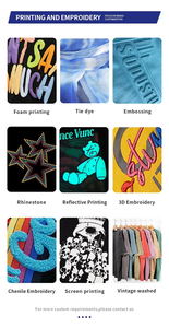 Camiseta con estampado de soplo de peso pesado personalizada, Camiseta de algodón en relieve 3D Vintage lisa de lavado ácido de gran tamaño para hombre - Product Image 5