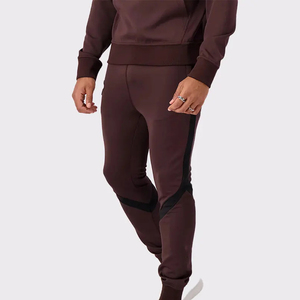 Survêtement de luxe pour homme, couleur marron, sweat-shirt à demi-zip à capuche, pantalon de jogging fuselé, vêtements de sport en molleton technique personnalisé, survêtement pour homme à prix bas - Product Image 4