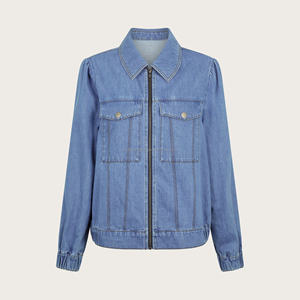 แจ็คเก็ตยีนส์ผู้หญิงคุณภาพพรีเมียม ราคาประหยัด สำหรับฤดูใบไม้ร่วงและฤดูหนาว ระบายอากาศได้ดี กันลม สีสันปรับแต่งได้ โลโก้ส่วนตัว เสื้อคลุมลำลอง - Product Image 1