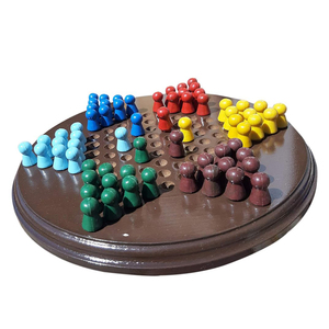 Wooden Round Brown Chinese Checker <b>Board</b> <b>Game</b>, Kid, Dark Brown - Product Image 3