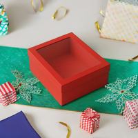 Boîte-cadeau en papier rouge recyclable personnalisée avec revêtement UV gaufrage fenêtre transparente pour la Saint-Valentin boulangerie et petits cadeaux