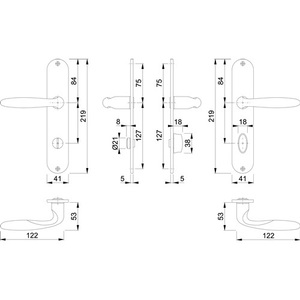 Verona M151/302 Brass Long Plate Set F49-R SK/OL 78 mm DIN Left/Right HOPPE for Screens & <b>Room</b> <b>Dividers</b> - Product Image 3