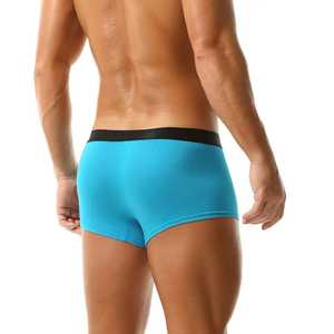 Calzoncillos bóxer de punto de alta calidad para hombre, con logotipo de marca personalizado, de algodón transpirable de secado rápido, color liso. - Product Image 2