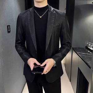 ชุดเดรสหนังลำลองแฟชั่นสำหรับผู้ชาย, เสื้อแจ็คเก็ตลำลองสำหรับนักธุรกิจเสื้อแจ็คเก็ตลำลองเสื้อตัวนอกสำหรับผู้ชาย - Product Image 3
