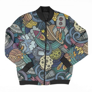 Chaqueta de bombardero universitaria personalizada para hombres y mujeres Chaqueta de bombardero de sublimación con cremallera de lona satinada de alta calidad - Product Image 2