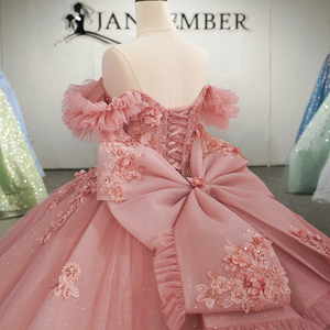 Vestido de quinceañera de tul con capas y volantes pesados, color rosa empolvado, modelo Dy8526, ideal para bailes de graduación y concursos de belleza, marca Jancember. - Product Image 4