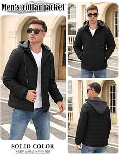 <b>Mens</b> Lightweight Puffer <b>Jacket</b> Winter Casual Quilted Coat with Detachable Hood Water Resistant Insulated Puffy Coat - Product Image 4