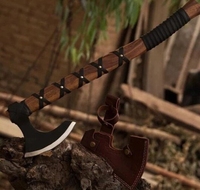 Vente en gros de haches tomahawk à double lame en acier à haute teneur en carbone, fabriquées à la main, de qualité industrielle, personnalisées OEM/ODM, PRESTIGE BLADES, manche en bois de frêne