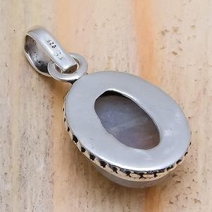 <b>Solid</b> 925 Sterling Silver Rainbow Moonstone Gemstone Handmade Wedding <b>Pendant</b> Fine Jewelry - Product Image 3