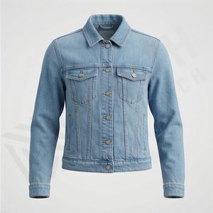 Veste en jean pour femmes à manches bouffantes, style décontracté, couleur personnalisée, tendance mode, vêtements d'extérieur, vente en gros - Product Image 1