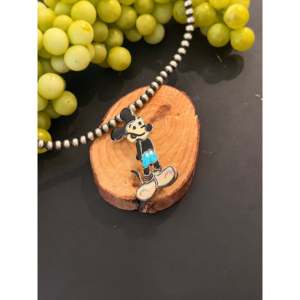 Pendentif/Charm Mickey Mouse en argent sterling multi-pierres fait main Zuni, motif animalier, cristal, cadeau idéal pour toutes les occasions - Product Image 2