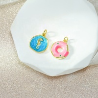 Mignon coloré 18K plaqué or rose beignet goutte d'huile breloques cuivre mosaïque émail pendentifs pour collier Bracelet fabrication de bijoux bricolage