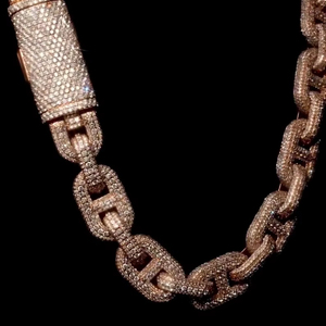 Moissanite Cuban Link <b>Chain</b> Gift for Men's 15mm Round Cut <b>Iced</b> <b>Out</b> Hip Hop Style Rhodium Plated Wedding 925 Sterling Silver - Product Image 1