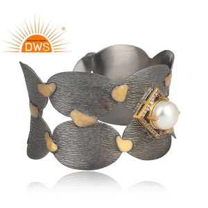 กำไลข้อมือชุบทองธรรมชาติกำไลข้อมือสีดำตามธรรมชาติดีไซน์ล่าสุดทำด้วยมือ - Product Image 2