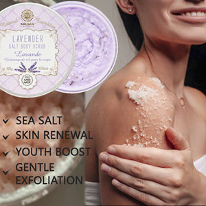 Exfoliante Corporal de Sal Marina con Manteca de Cacao y Aceite de Coco para Relajación y Piel Suave, Etiqueta Privada, Hecho a Mano con Lavanda - Product Image 2
