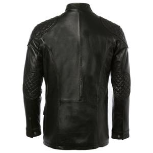 Chaqueta de Cuero 100% Genuino para Hombre, Impermeable, Transpirable, con Cierre de Cremallera, Cuello Alto, Personalizable, para Motociclistas, Invierno - Product Image 2