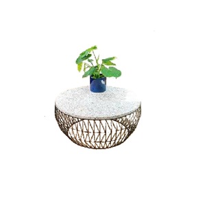 Nouvelle arrivée Table de chevet ronde de luxe avec cadre en métal doré et étagères de rangement - Product Image 6