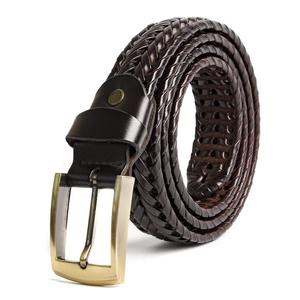 Luxury Man <b>Knitted</b> <b>Belts</b> Black Brown Steel Iron Buckle Casual Style Heavy Duty High Strength 3.5cm Width 110-130cm Length - Product Image 5