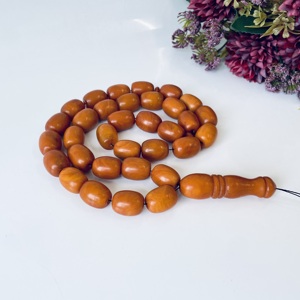 Perles de prière islamiques en ambre allemand ancien, Tasbih en ambre baltique naturel, Misbaha marron vintage, 100 grammes - Product Image 4