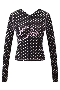 เสื้อแจ็คเก็ตสั้นมีฮู้ดแบบซิป ดีไซน์เส้นสีสดใสที่ไหล่ ทรงพอดีตัว กางเกงขายาวเหนือเข่าสำหรับผู้หญิง - Product Image 2