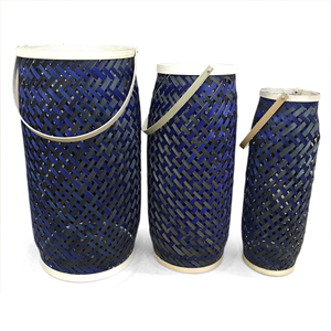<b>Set</b> Of Vietrustic Handmade Woven Lantern Light Hurricane <b>Candle</b> Holder Bamboo Rattan Lantern Braided Hanging Lanterns - Product Image 3