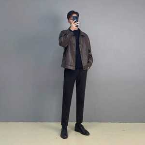 Chaqueta abotonada de piel sintética negra clásica para hombre, ropa de calle elegante con bolsillos delanteros para ropa informal y formal - Product Image 5