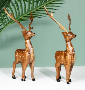 รูปปั้นกวางแกะสลักทำจากไม้มะม่วงสำหรับตกแต่งบ้านและสำนักงานรูปปั้นกวางแกะสลักรูปปั้นศิลปะรูปปั้นตกแต่งบ้าน - Product Image 6