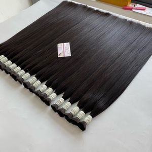 Venta al por mayor de 8 pulgadas estirado 12 paquete formato Super doble dibujado a granel crudo Remy vietnamita extensiones de cabello humano - Product Image 5