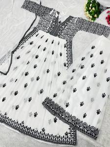 Nuevo diseñador Heavy Chinon Silk Fancy Top-Dupatta Totalmente cosido Sharara Estilo tradicional Ropa de fiesta Salwar Kameez Lanzamiento - Product Image 4