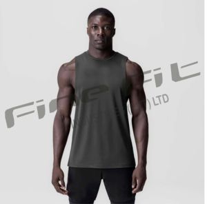 Custom Logo Men's <b>Black</b> Plus Size Tank Top Breathable Bamboo Gym Fitness <b>Vest</b> Casual Sleeveless Workout Athletic Tee for - Product Image 1
