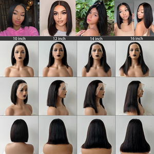 Quantité minimale de commande bas Bob perruque cheveux humains 180% densité 13x4 Transparent dentelle avant perruques cheveux humains pré plumé <span class=keywords><strong>court</strong></span> Bob sans colle perruques droites - Product Image 5