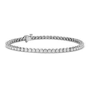 Bracelet tennis élégant en or massif 14 carats avec diamants ronds étincelants certifiés de laboratoire de 3 carats, pureté F-VS2, sertis à griffes, produit en gros - Product Image 1