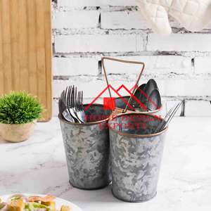 Ustensile Servir Ware Holder Panier Condiment Organisateur Cuisine Utilitaire Titulaire Galvanisé Ustensile Caddy Pour Les Fêtes Ferme - Product Image 6