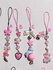 Abalorios para teléfono y accesorio de correa con Y2K Pink White Purple Estética Kpop Inspirado para cámara de carpeta de regalo - Product Image 1