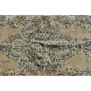 พรมตุรกีโบราณขนาดใหญ่ 5.3x9.7 ฟุต พรมขนสัตว์สีเบจ - Product Image 5