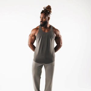 100% Cotton Fitness Workout New design <b>Muscle</b> Training Bodybuilding Elastic Stringers <b>Men</b> Gym <b>Vest</b> Tank Top - Product Image 4