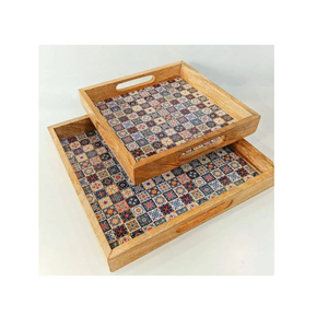 ถาดเสิร์ฟอาหารทรงสี่เหลี่ยมทำจากไม้ธรรมชาติพร้อมที่จับเชือกถาดเสิร์ฟชาและกาแฟ - Product Image 6