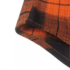 Vente en gros Chemise de flanelle de moto pour hommes Chemise de course de moto en tissu Kavlar 100% coton orange et noir à carreaux - Product Image 4