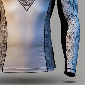 เสื้อรัดกล้ามเนื้อ BJJ MMA คุณภาพสูงแบบ OEM สกรีนลายด้วยผ้าไหม เสื้อยืดถักสำหรับผู้ชาย ผ้าฝ้าย 100% สีตามสั่ง - Product Image 5