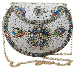 Bolso de Mano de Alta Costura con Bordado Clásico de Mosaico, Hecho a Mano, con Detalles Artísticos para Fiestas Nocturnas - Product Image 3