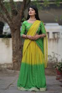 ÚLTIMO COLOR AMARILLO SUAVE GEORGETTE RICA FOIL TRABAJO LEHENGA CHOLI CON DUPATTA - Product Image 2