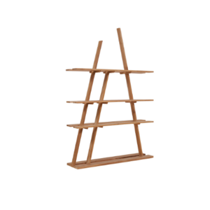 Étagère en bois de teck triangle moderne avec 5 étagères-Mobilier de maison multifonctionnel pour le salon, l'école et l'appartement - Product Image 1