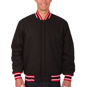 Chaqueta universitaria de lana personalizada de calidad superior para hombre, ropa informal negra cómoda con decoración bordada, grosor fino - Product Image 1