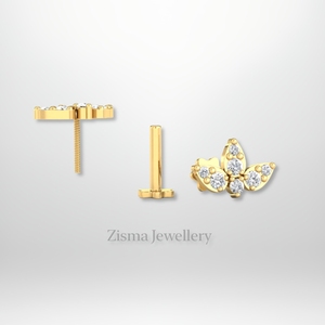 สตั๊ดแบบเจาะรูปลูกแพร์สุดหรูสีทอง14K ความคมชัดของ VVS มีเพชรที่ปลูกในห้องแล็บและได้รับการรับรองจาก giigi - Product Image 5