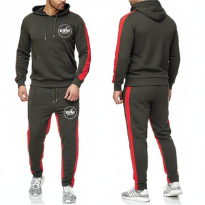 Erni Sports Winter 2-Piece Set Includes Matching <b>Men's</b> <b>Long</b>-Sleeve Pullover <b>Jacket</b>/Hoodie Jogger Pants Fleece Spandex/Cotton - Product Image 4